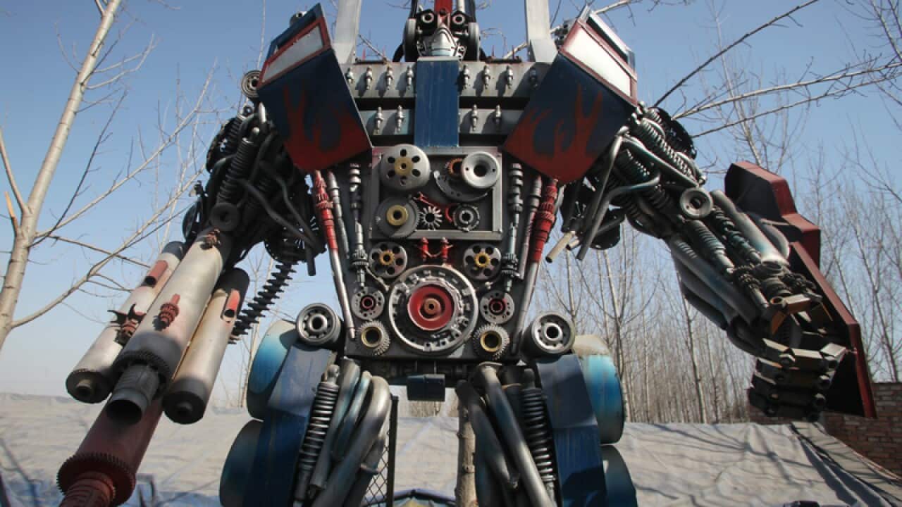 A replica of Optimus Prime from the movie series Transformers