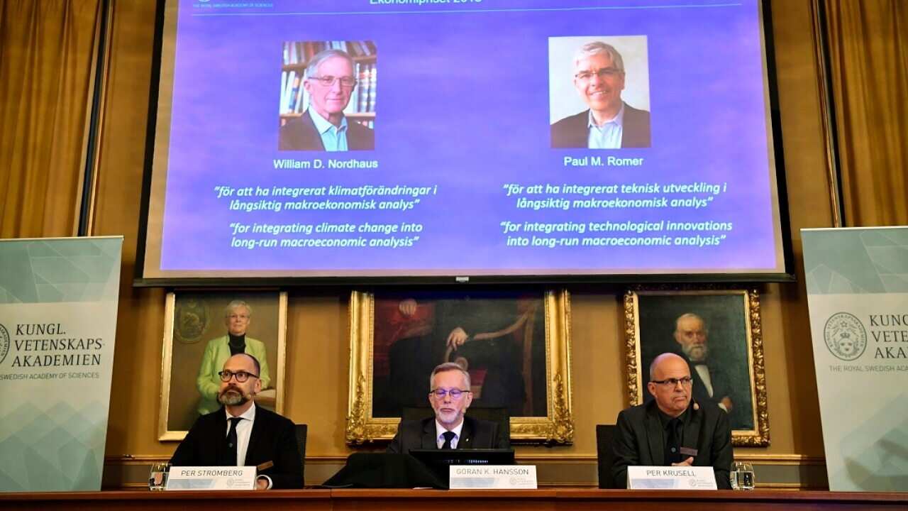 The press conference where the winners of the Economics Nobel Prize were announced.