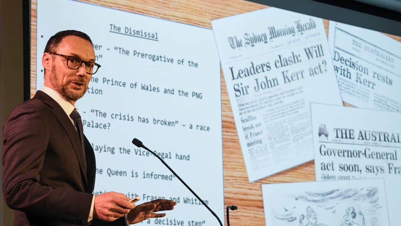 National Archives of Australia Director-General David Ficker speaks during the Kerr Palace Letters release event in Canberra, Tuesday, July 14, 2020.