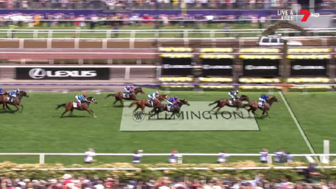 CROSS COUNTER WINS THE MELBOURNE CUP! IT FINISHES AHEAD OF MARMELO AND A PRINCE OF ARRAN.