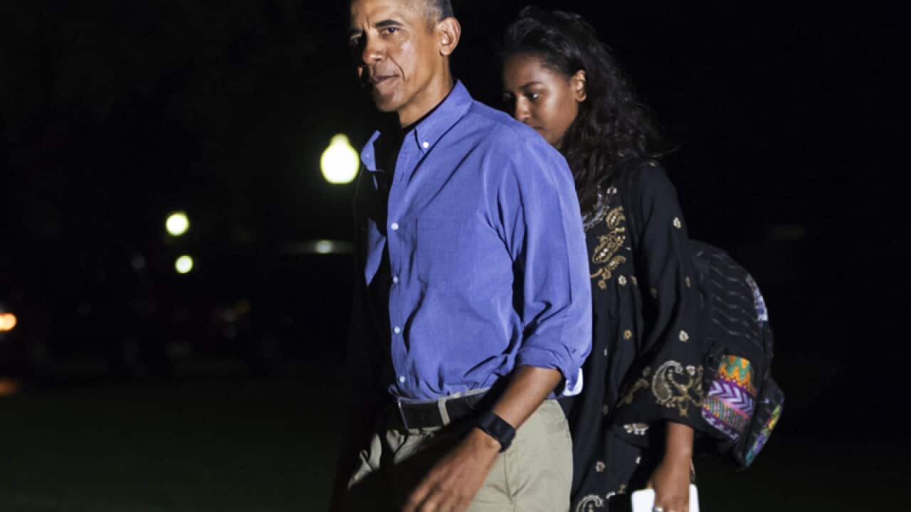 US President Barack Obama with his daughter Sasha