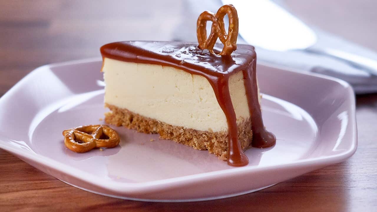 Salted caramel pretzel cheesecake