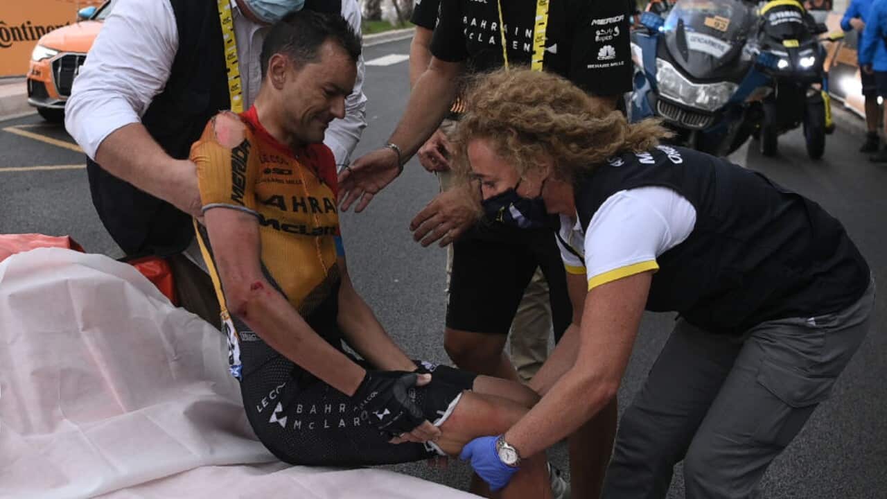 Rafael Valls of Bahrain McLaren receives medical attention