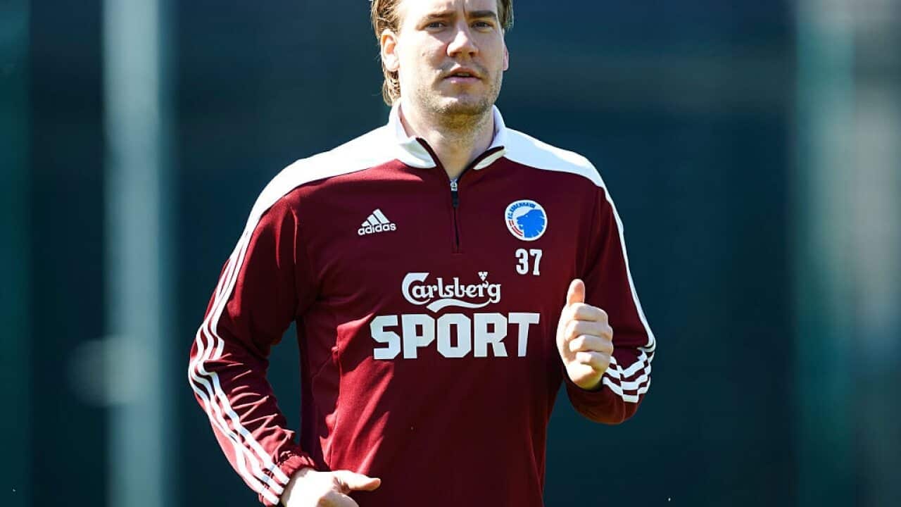 Nicklas Bendtner at the FC Copenhagen training