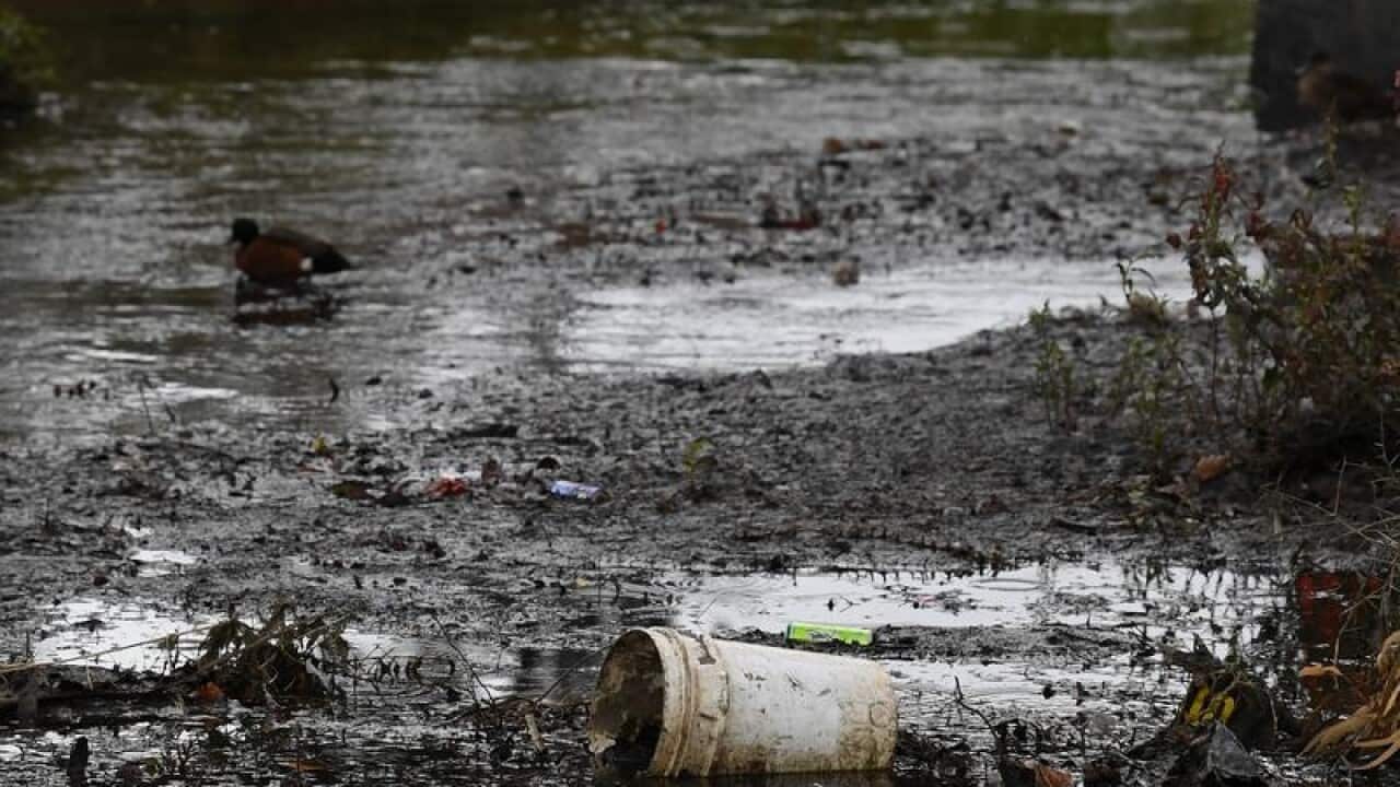 A polluted waterway in North Melbourne