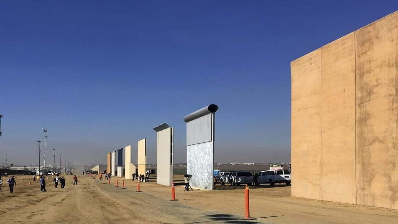 A file image of prototypes for a border wall