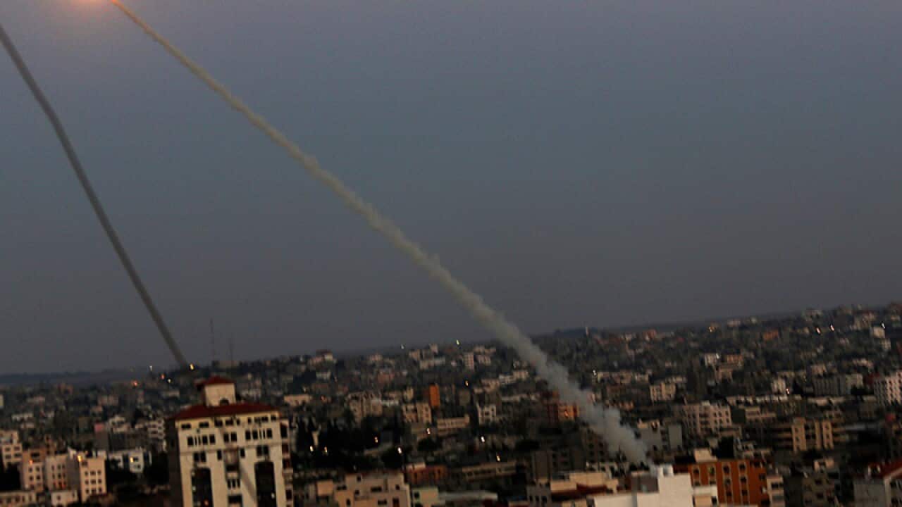 M75 rocket launched from the coastal strip into Israel by militants