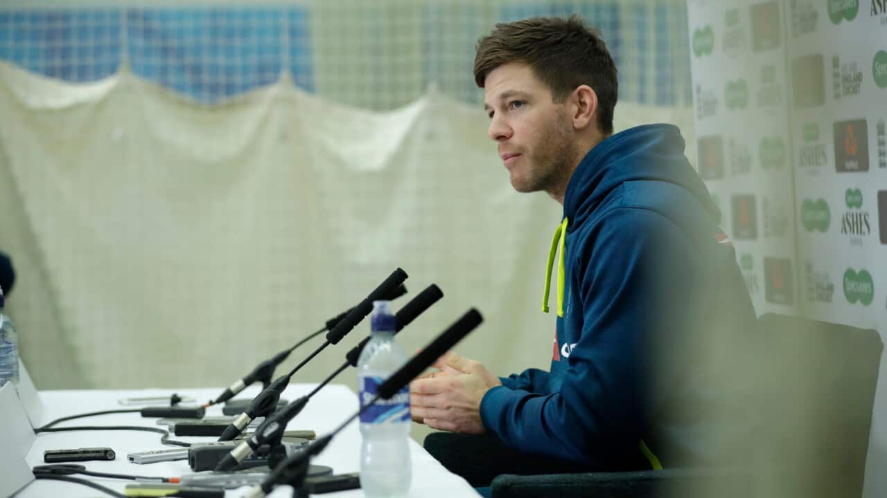 Australia men's Test cricket captain Tim Paine at a press conference ahead of the fifth Ashes Test
