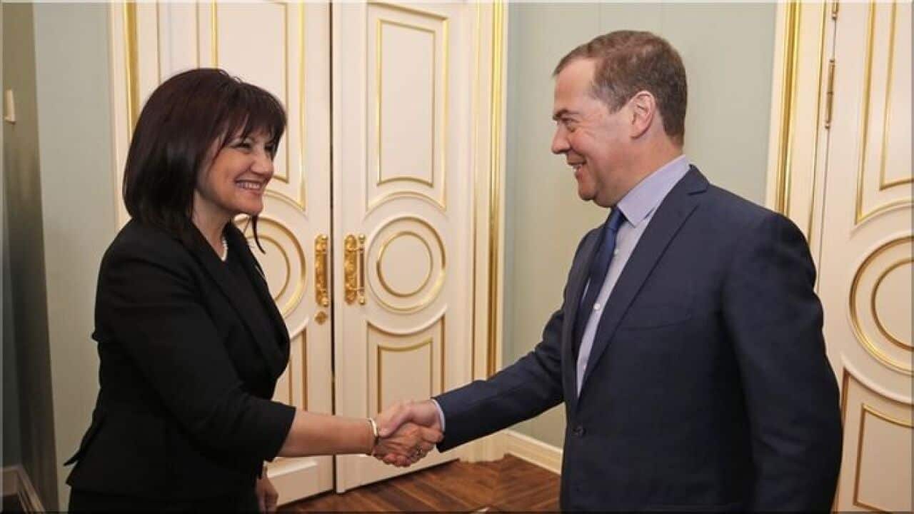 Председателят на Парламента на България Цвета Караянчева на среща с руския премиер Дмитрий Медведев