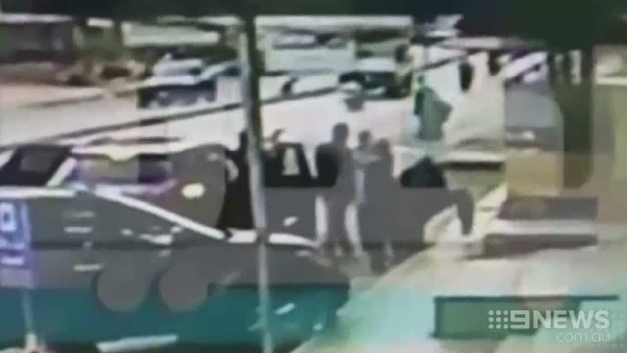 A stillshot from Lebanese CCTV allegedly showing the two children being abducted on a Beirut street.
