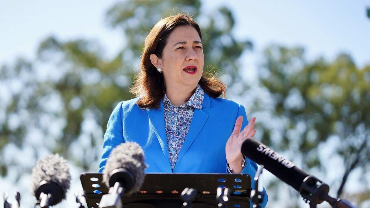Queensland Premier Annastacia Palaszczuk speaking at a media conference