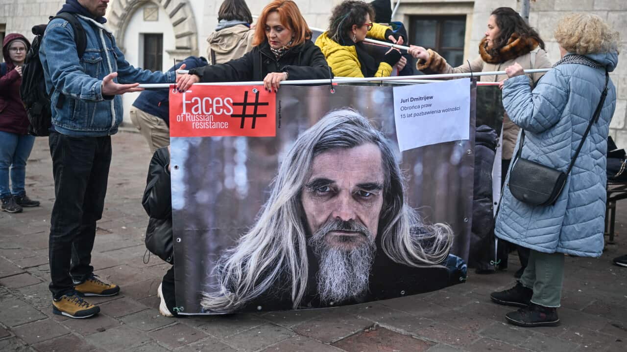 Russian diaspora in Krakow protest against the war between Russia and Ukraine