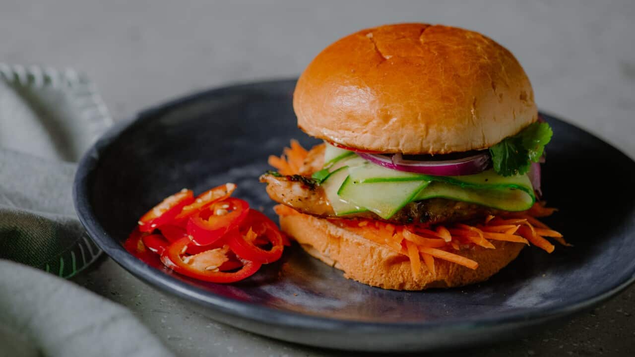 Vietnamese-style chicken breast burgers