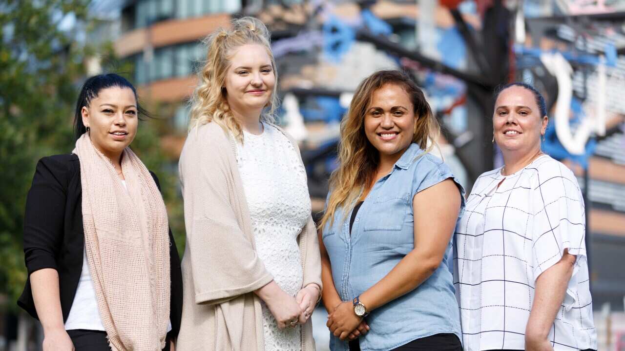 Community Sector Banking scholarship recipients 2018, L-R Kaihla Gibson, Erica Alchin, Mafi Kailahi and Kellie Sampson.