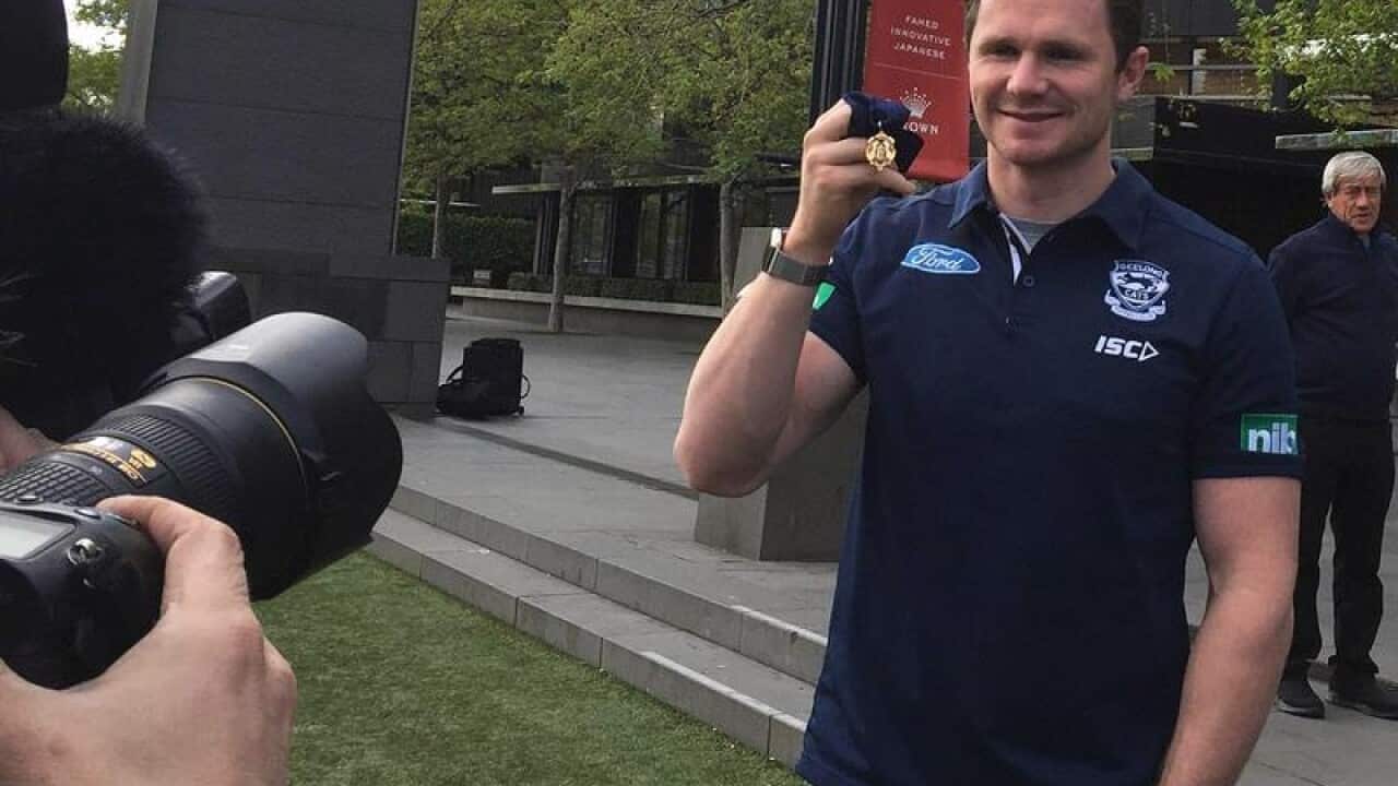 AFL player Patrick Dangerfield with his Brownlow Medal