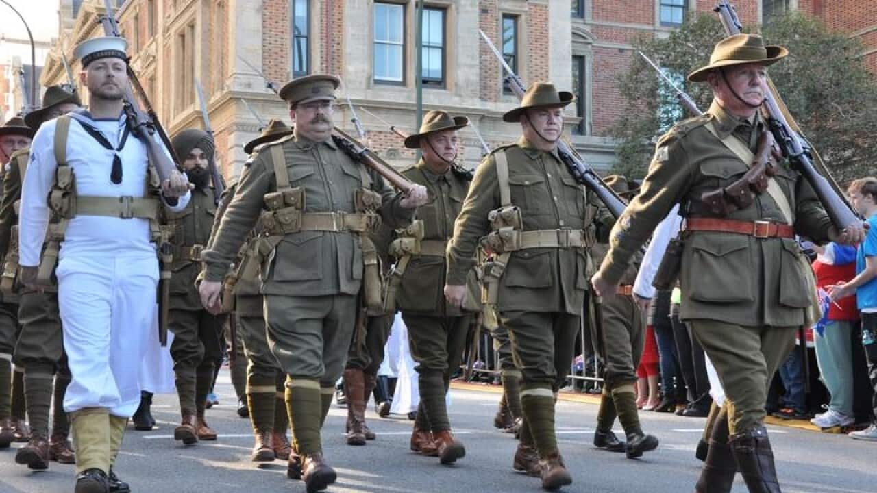 Anzac Day march in Perth.