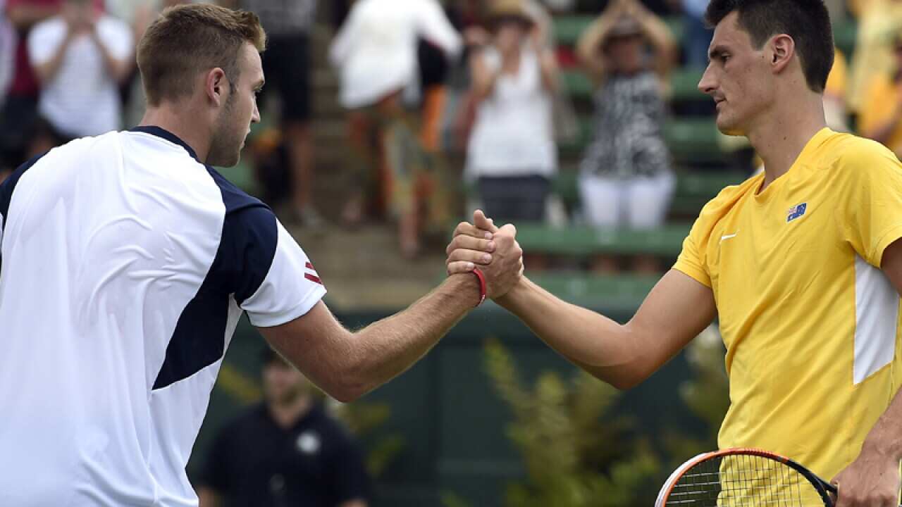Australia's Bernard Tomic (right) and United States' Jack Sock