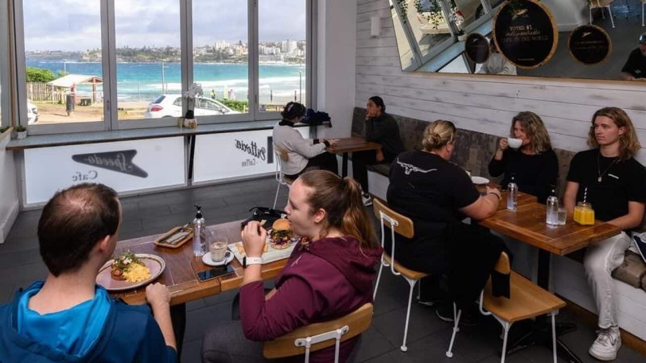 Customers dining in at Speedo's Cafe, Bondi Beach (file)