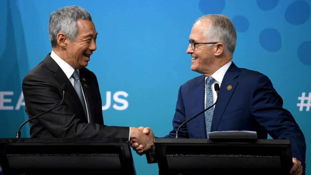 Singapore Prime Minister Lee Hsien Loong and Australian Prime Minister Malcolm Turnbull.