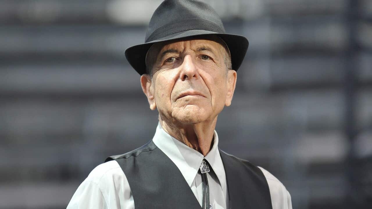 The file picture dated 20 August 2009 shows Canadian singer and author Leonard Cohen performing on stage in the arena in Nimes, France.