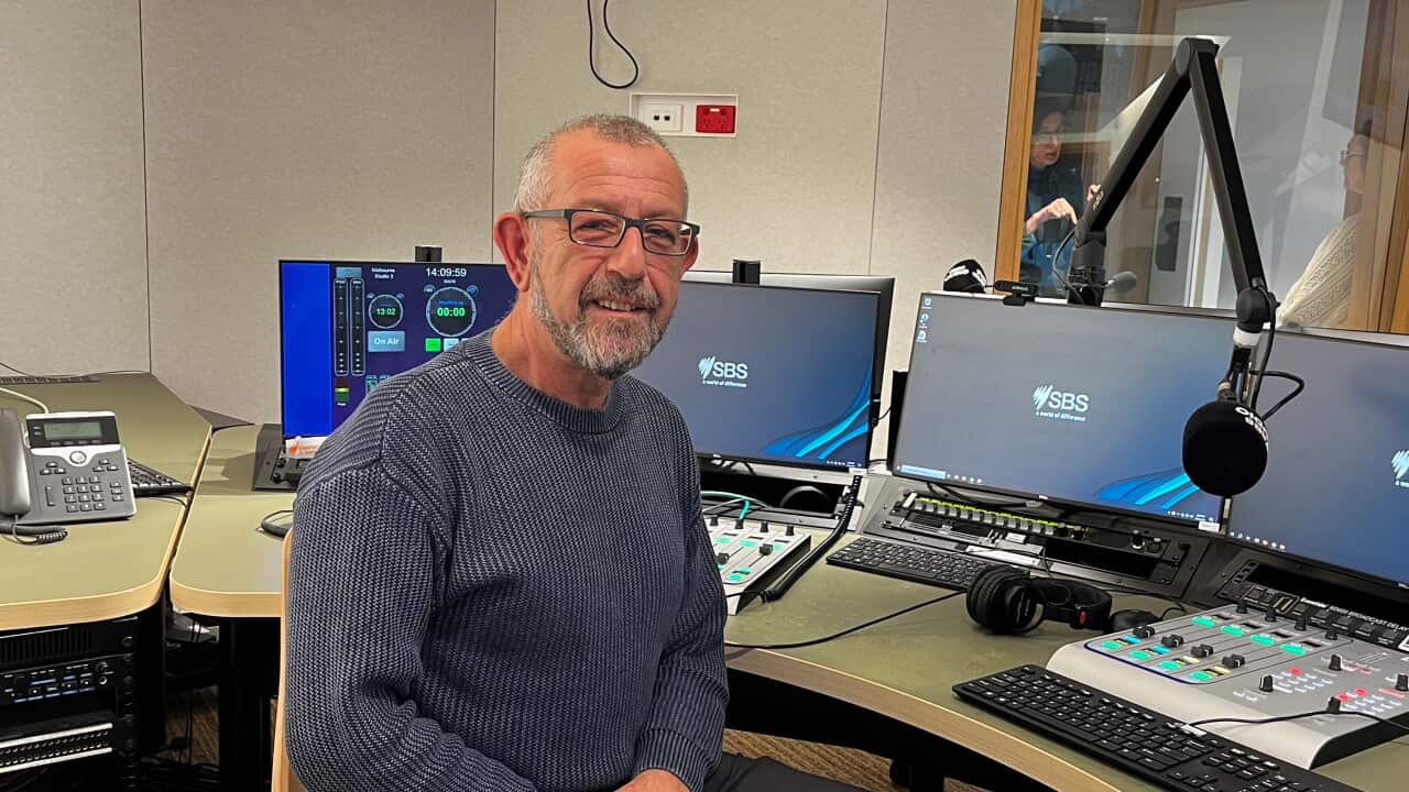 Andreas Takis at SBS Melbourne Studio. Mr Takis is a law professor at the Aristotle University of Thessaloniki and a Visiting Fellow at Flinders University, Adelaide