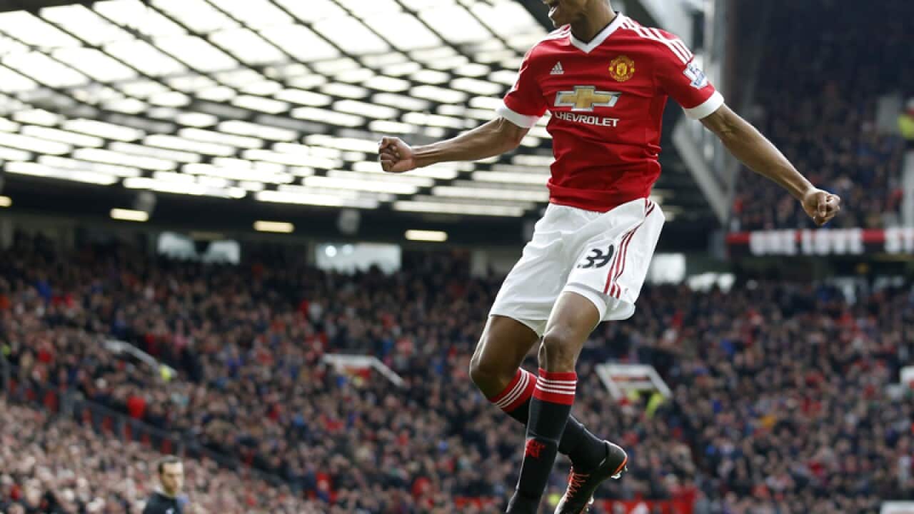 Manchester United's Marcus Rashford celebrates