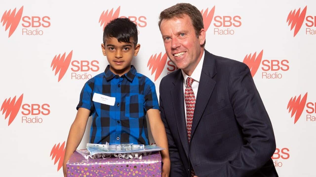 Ayaan Khan received prize from Federal Education Minister, Dan Tehan