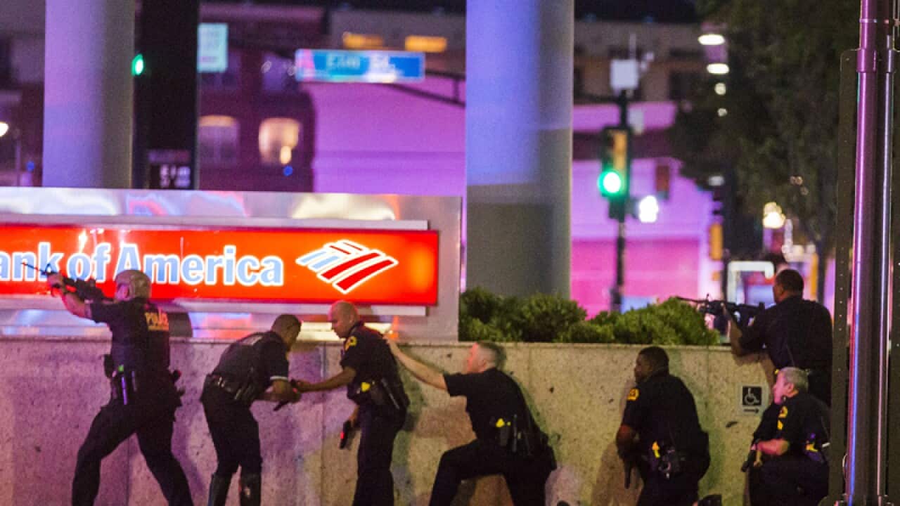 Dallas Police respond after shots were fired at a rally
