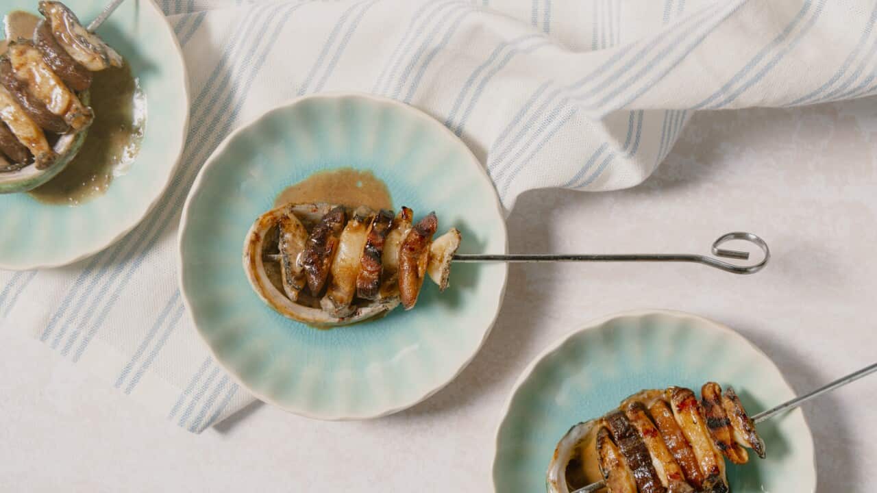 Cocktail Abalone with Black Garlic & Shiitake