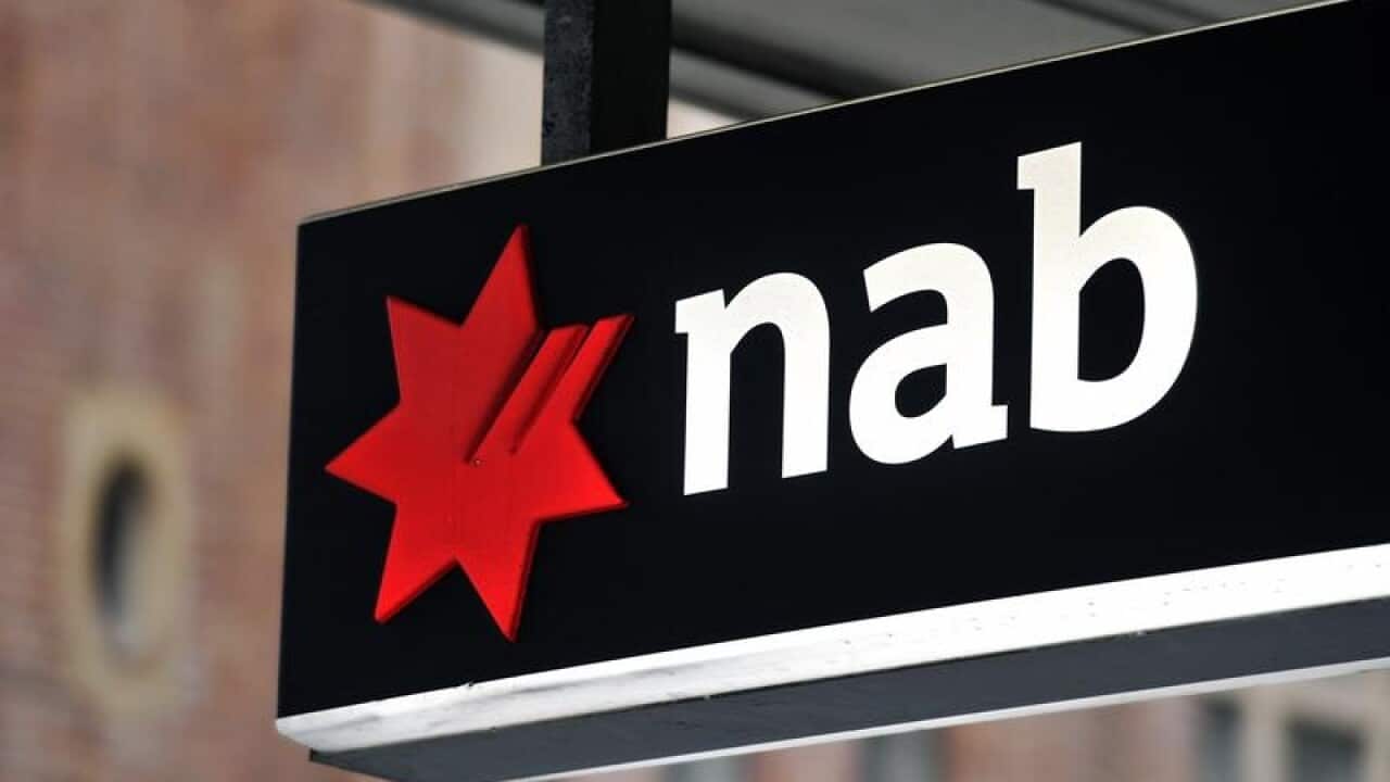 NAB (National Australia Bank) bank signage.