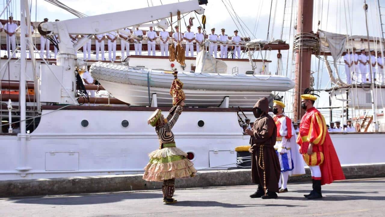Spanish Navy Ship arrived in Cebu 500th year Commemoration of Christianity in the Philippines.
