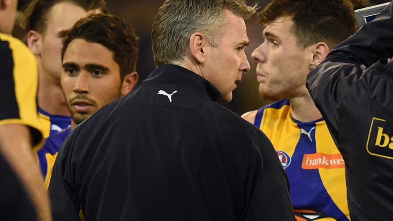 Coach Adam Simpson of the Eagles