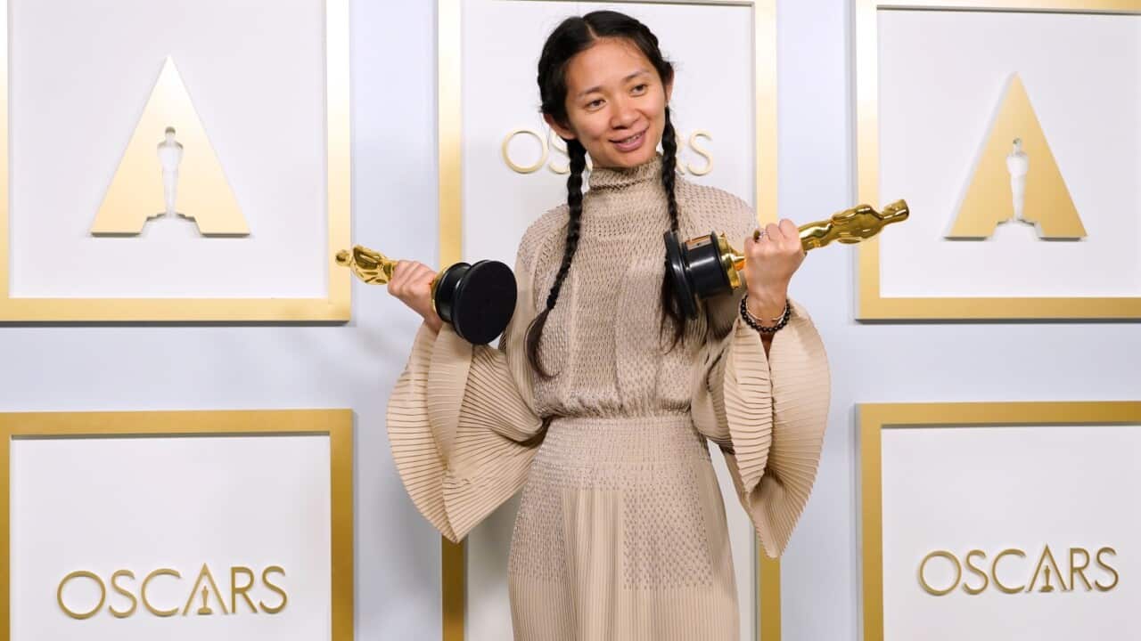 Chloe Zhao, winner of the awards for best picture and director for 'Nomadland,' poses in the press room at the 93rd annual Academy Awards ceremony at Union Station in Los Angeles, California, USA, 25 April 2021.