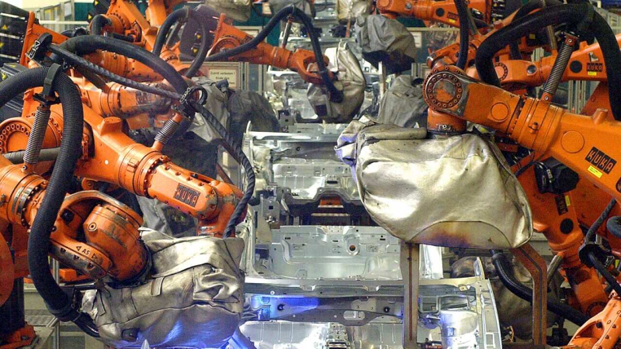 Welding robots.
