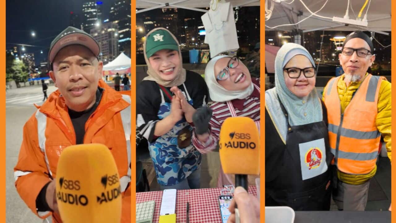 Banci 2026: Pengusaha Winter Night Market di Southbank, Melbourne diuji pengetahuan mereka tentang bila, siapa yang perlu diambil kira dan kepentingan banci untuk masyarakat Melayu di Australia. Credit: SBS Bahasa Melayu