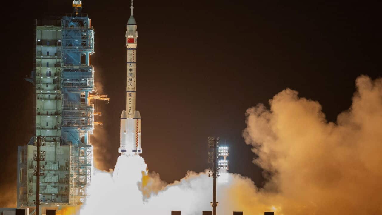 The Shenzhou-23 space mission carried by a Long March 2F rocket is launched at the Jiuquan Satellite Launch Center, near Jiuquan, China (EPA-ANDRES MARTINEZ CASARES).jpg