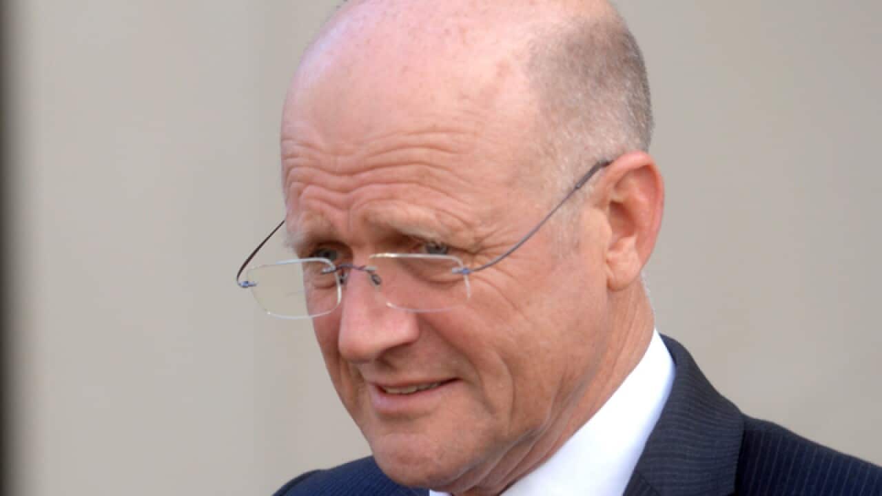 Senator David Leyonhjelm during a press conference at Parliament House in Canberra Wednesday, Aug. 27, 2014. Senator Leyonhjelm commented on the renewable energy target. (AAP Image/Alan Porritt) NO ARCHIVING