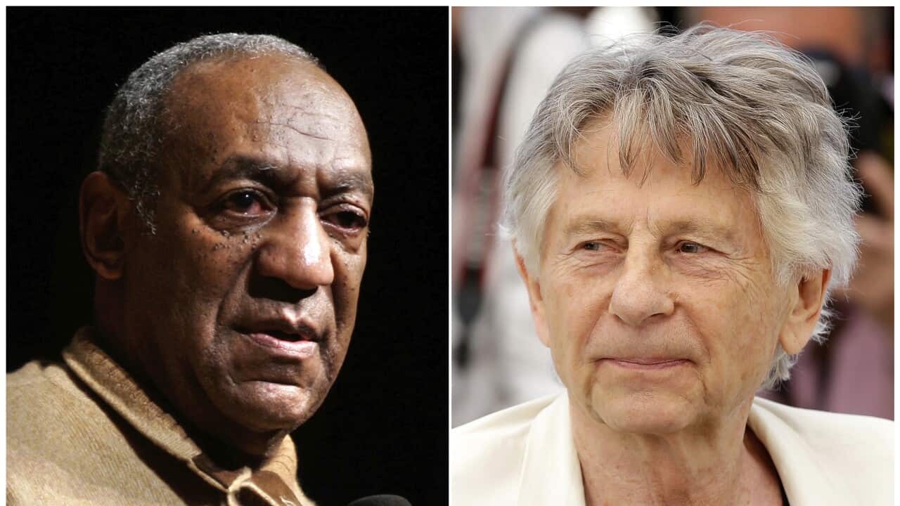In this combination photo, US entertainer Bill Cosby and director Roman Polanski.
