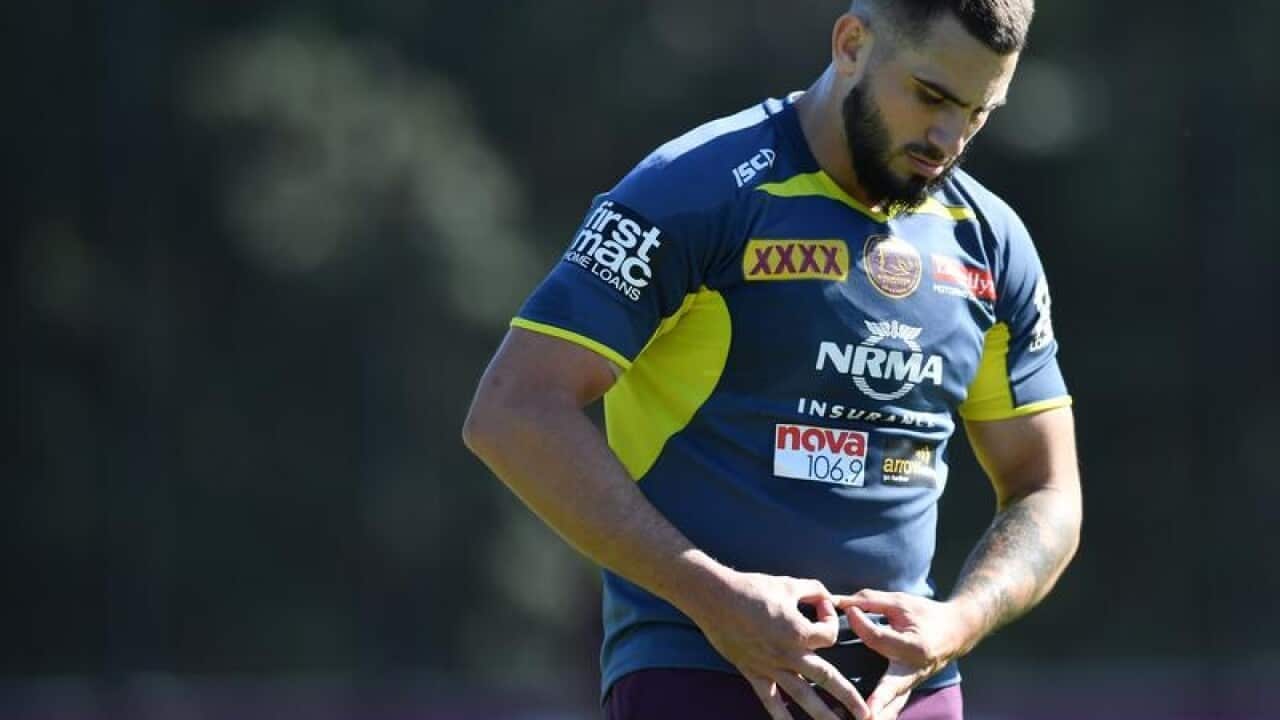 Jack Bird is seen during a Brisbane Broncos training session