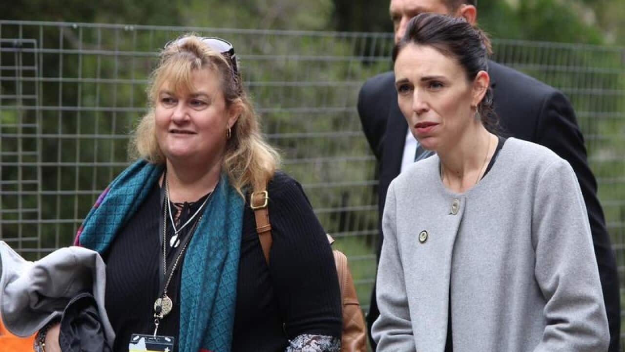 Joanne Ufer and New Zealand PM Jacinda Ardern walk together