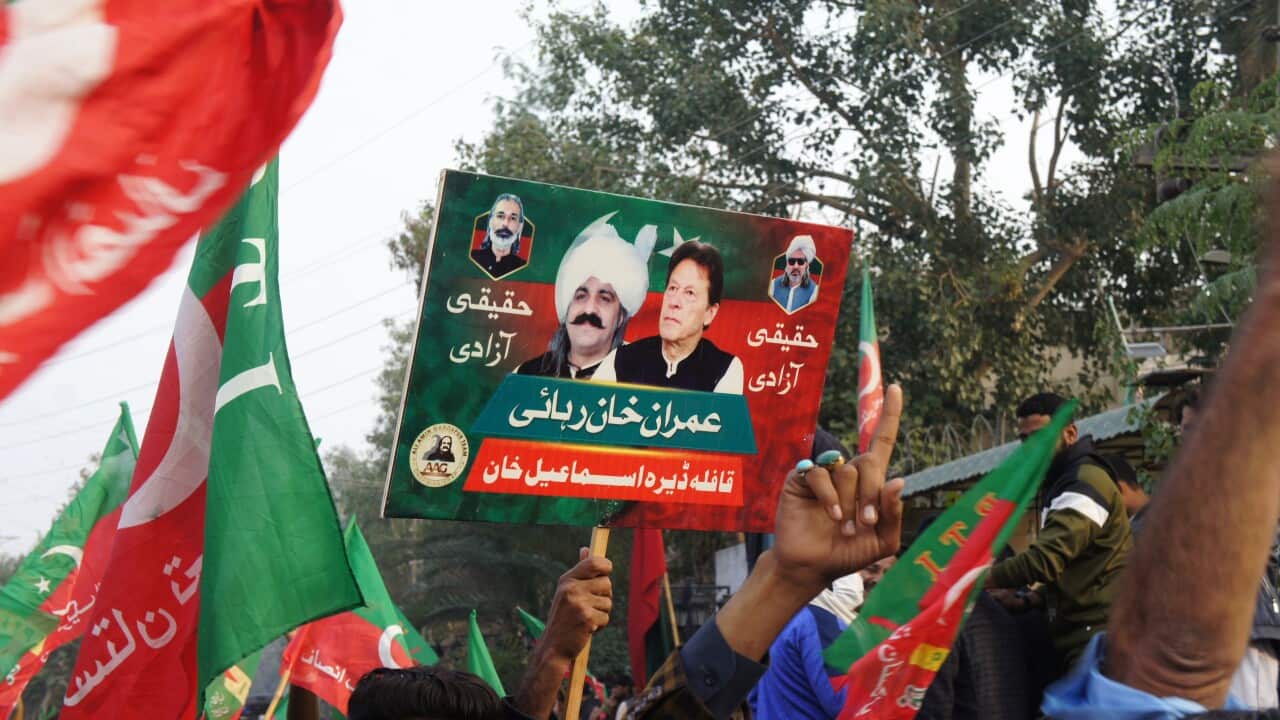 Pakistani opposition party supporters protest against former PM Imran Khan's conviction