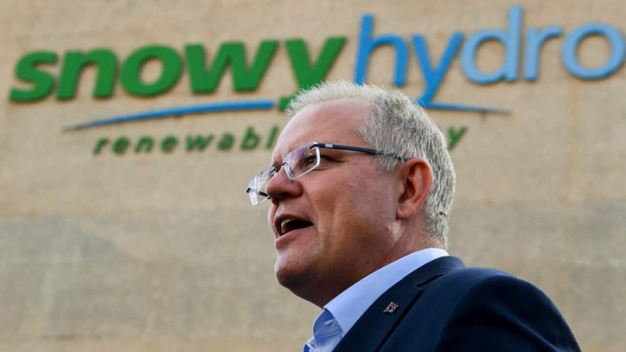 Australian Prime Minister Scott Morrison at the Tumut 3 power station at the Snow Hydro Scheme