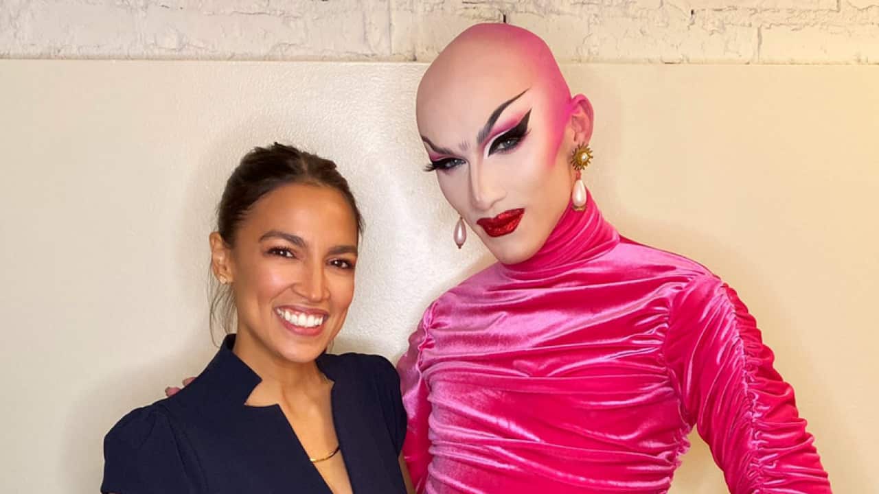 Rep. Alexandria Ocasio-Cortez with Sasha Velour