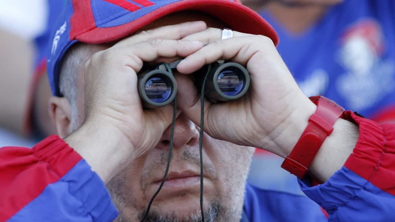 A Newcastle fan at Hunter Stadium