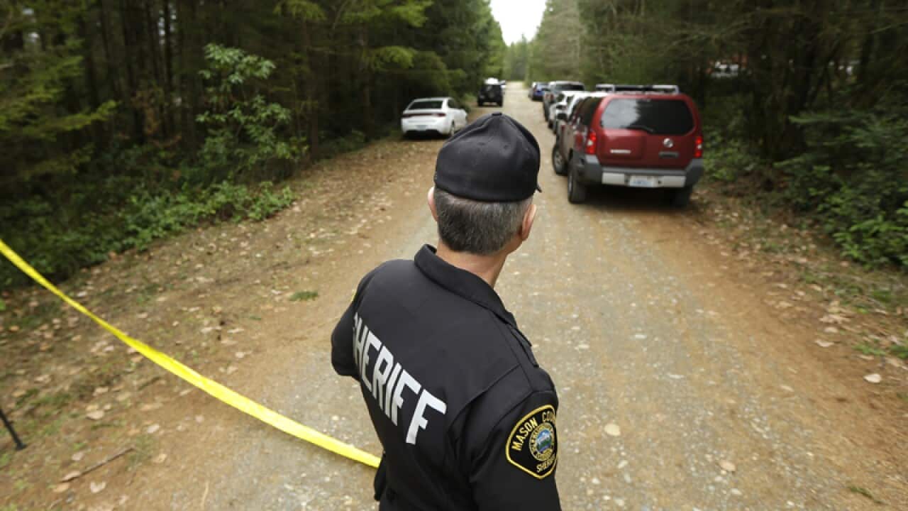 The scene of a fatal shooting near Belfair, Wash.