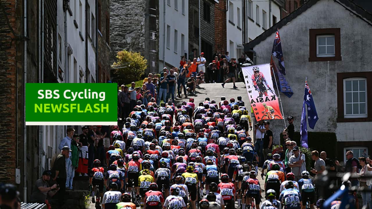 LIEGE, BELGIUM - APRIL 27: A general view of the peloton climbing to the Côte de Saint-Roch (456m) while fans cheer during the 9th Liege - Bastogne - Liege Femmes 2025 a 152.9km one day race from Bastogne to Liege / #UCIWWT / on April 27, 2025 in Liege, Belgium. (Photo by Luc Claessen/Getty Images)