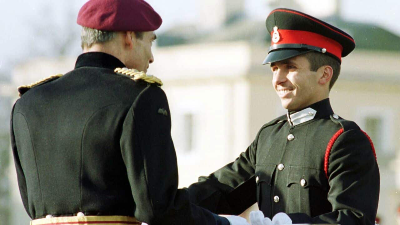 Prince Hamzah Al Hussein receives the 'Overseas Sword' award in 1999.