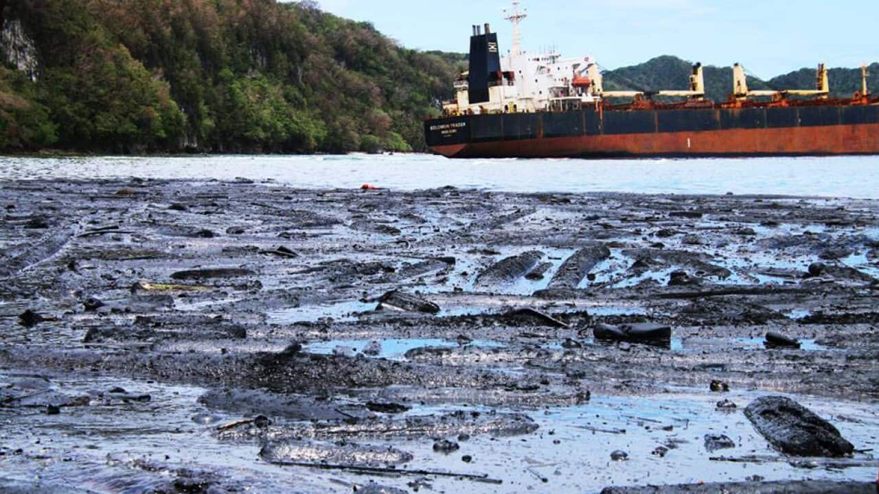 The Solomon Trader oil spill in Rennell in the Solomon Islands.