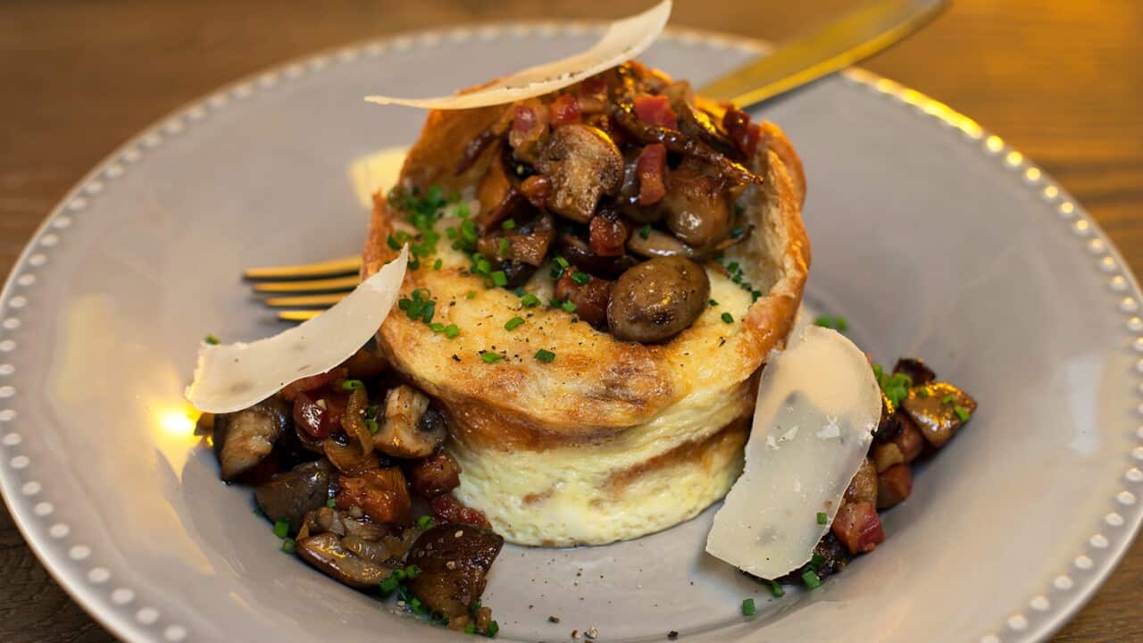 Mushroom croissant bake
