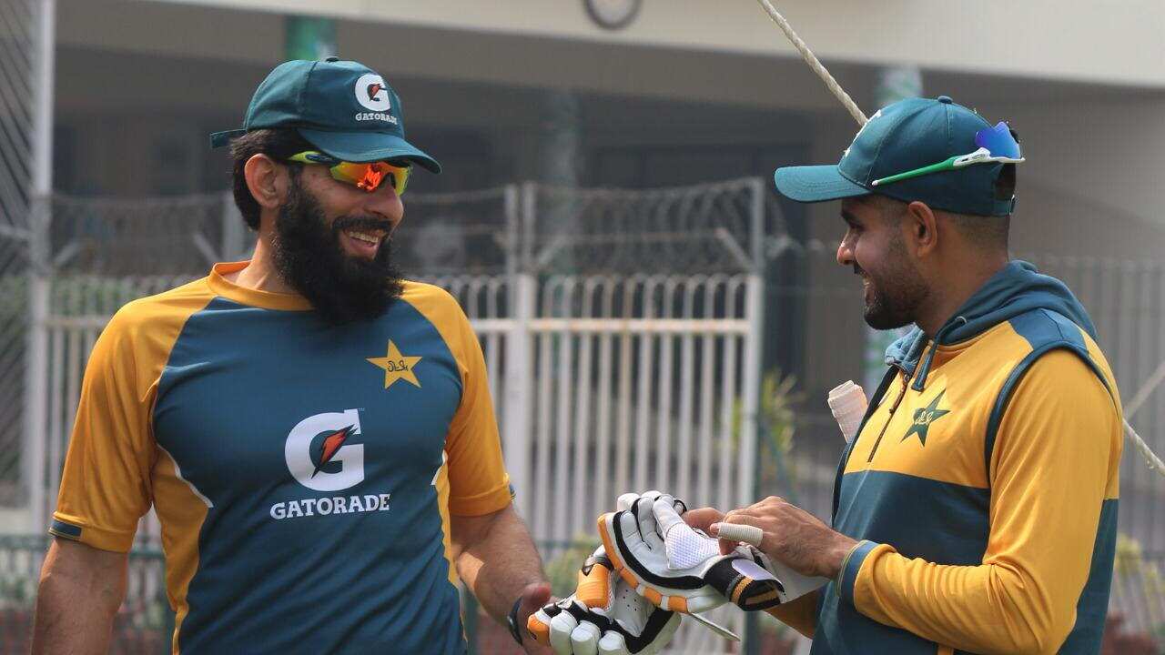 Pakistani skipper Babar Azam with Head Coach Misbah Ul Haq